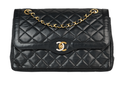 Paris Double Flap, Lambskin, Black, 0467045(1986-88), AC, 2*